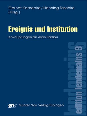 cover image of Ereignis und Institution